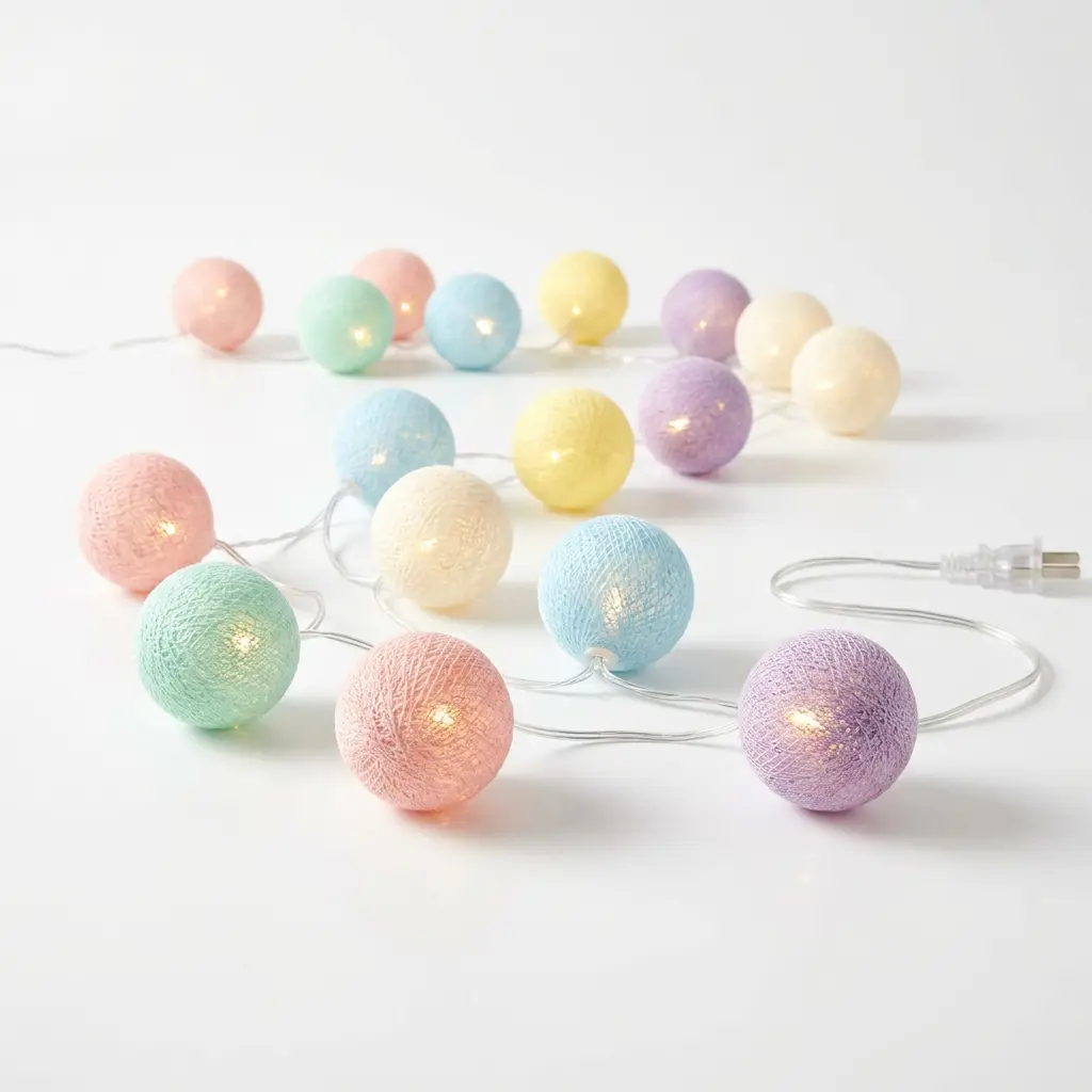 Guirlande Boules Coton LED